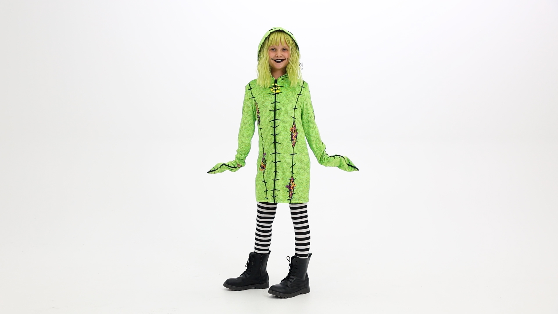 Perfect for Halloween or everyday dress-up, this outfit combines comfort and spooky fun, ensuring your child will be the star of any event! when they wear this exclusive Deluxe Disney Oogie Boogie Hoodie Costume Dress for Girls!